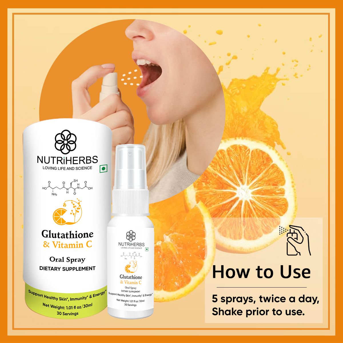 NUTRiHERBS Glutathione Vitamin C Oral Spray Nutriherbs.shop